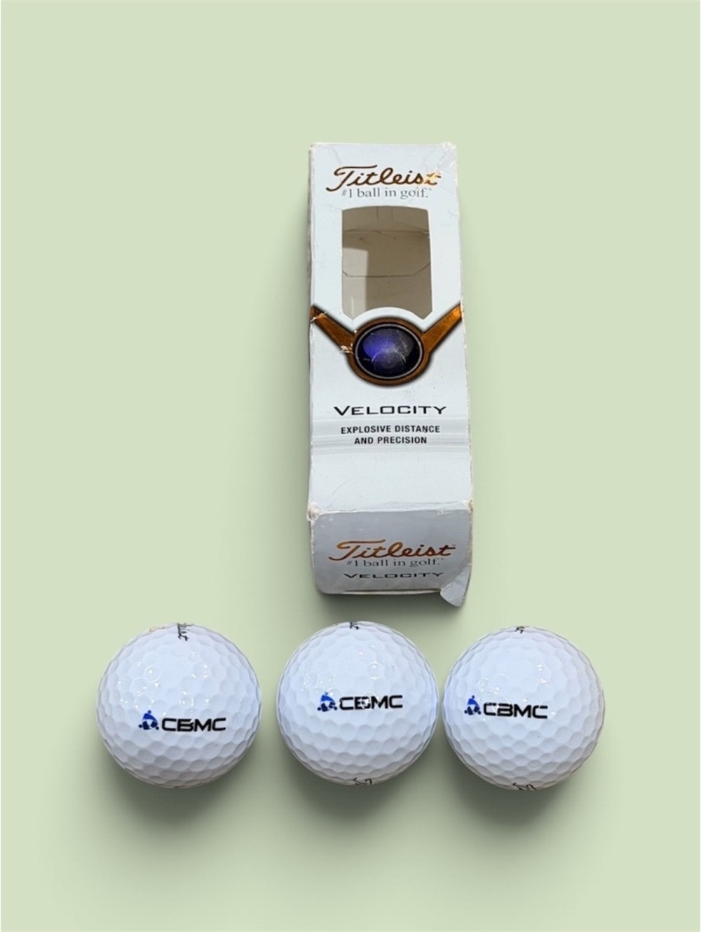 Titleist Velocity Golf Balls with CBMC Logo Christian Business Set of 3